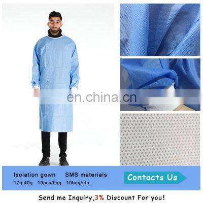 Hospital Surgical Impervious Nonwoven Protective Dispsoble PP Isolation Surgical Gown With Elastic Cuffs photo-5