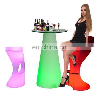 nightclub furniture /rechargeable led bar stool outdoor PE plastic led light patio furniture waterproof bar stool high chair