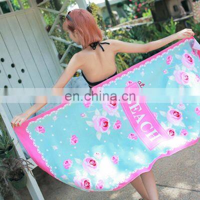 New Dust Proof Superfine Fiber Printed Rectangle Red Organic Soft Turkish Blanket Fruit Flamingo Flower Sand less Beach Towel