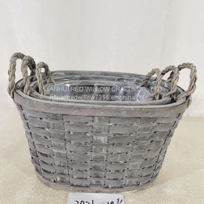 Factory Wholesale Handmade Woven Wicker Willow Rattan Gray Color