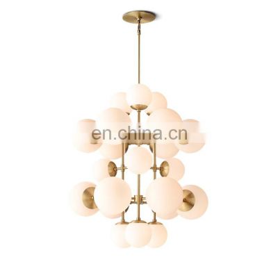 America Modern Gold Luxury Chandelier CIRQUE TALL CHANDELIER Creative Glass Ball Pendant Light for Living Room