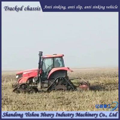 Modification of agricultural tractors with triangular track wheels for anti-skid in muddy swamps