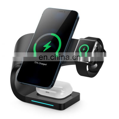 15w 3 In 1 Wireless Charging Station Muti-function Mobile Phone Charger Magnetic Wireless Charger