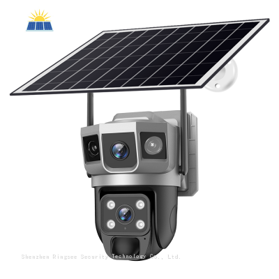 Ringsee 4MP Dual Lens PTZ Camera WiFi Two-way Audio 4MP CCTV Camera High Definition CCTV Camera With Solar Panel