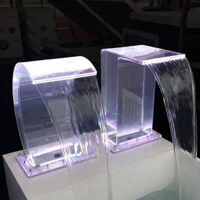 Factory Acrylic Transparent Pool Waterfall Led Light Water Fountain Sheer Descent For Spa And Massage