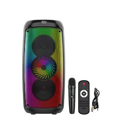 SING-E JQS6601 Outdoor Portable Dual 6.5 Inch Subwoofer Deep Bass RGB Flashing Lights Party DJ Karaoke Speaker