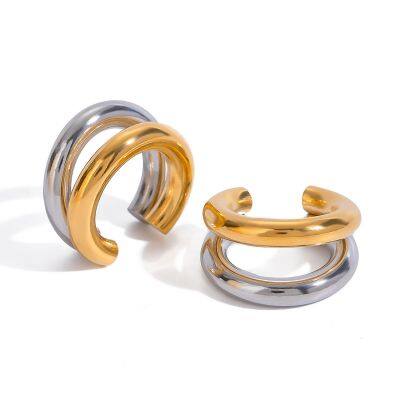 Geometric Hoop Earrings in Gold/Silver Plated Stainless Steel for Couples