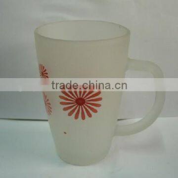 drinking glass cup/ clear glass tea mugs with handle