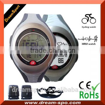 Professional wireless bicycle watch heart rate monitor wrist watch with pedometer, speed, heart rate