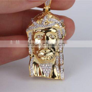 Wholesale Price Cheap Double Gold Plating Micro Pave Mini Jesus Piece Pendant Hip Hop photo-3