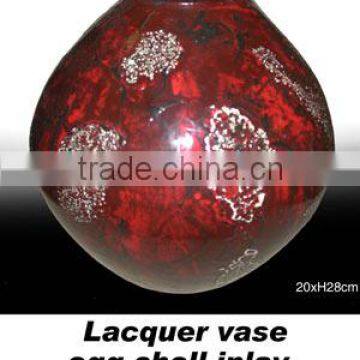 lacquer vase with egg-shell inlay