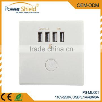 Universal Multi-usage 4 Way USB Wall Socket Power Supply for IPhone/samrt Phone/laptop 6000mA photo-3