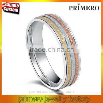 5MM Width Matte 3 Color Ring For Women Girls Gift With Korean Style Fashion Gold Designs Jewelry