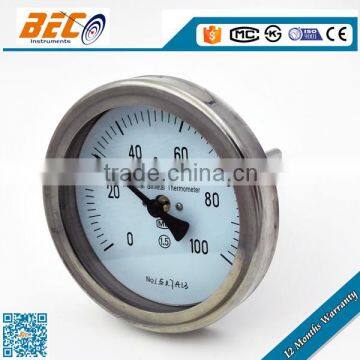 all ss back connection bimetallic thermometer temperature gauge