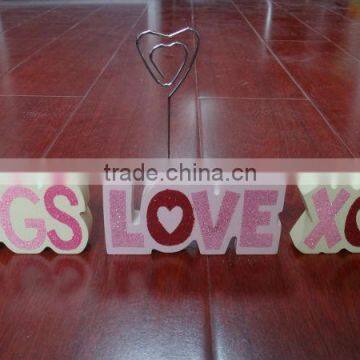 MDF Valentine's HUGS or XOXO or LOVE name card holder 10*5+7.5*1.5cm