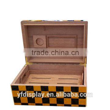 Two Layers Vaneer Glossy Finish Wooden Cigar Box