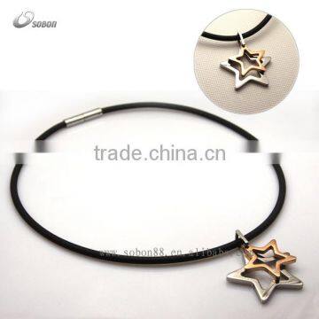 Star shape pendant thin silicone necklace