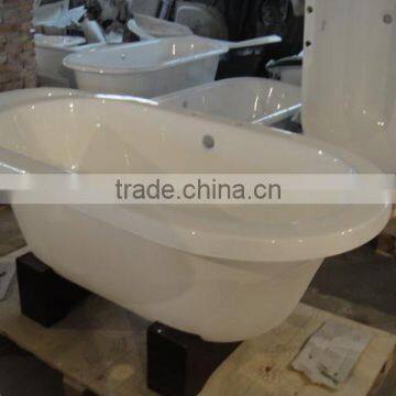 Classic Dual Freestanding Cast Iron Bath Tub With Wooden Stand photo-3