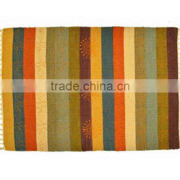 Natural Fibres Multi Color Embroidery Rug