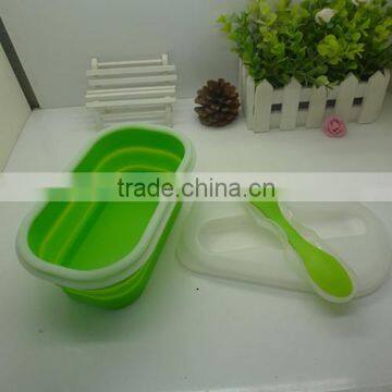 green Collapsible travel silicone fast food dishware bowl food grade material