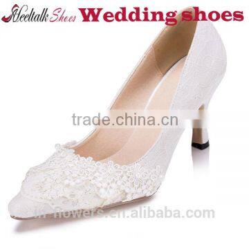 Oem China Wholesale pointed toe high heel ivory wedding shoes