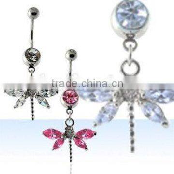 dangling dragonfly navel ring