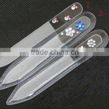 Permanent glass nail file with stones