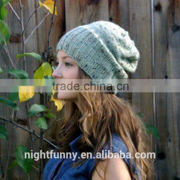 Seafoam Green Knitted Slouch Beanie ,Speckled dark green,Pastel Green Accessories,Fall Knit Hat