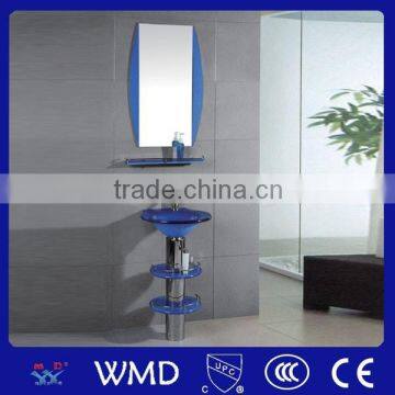 2014 new design rectangular bathroom glass basin countertop cabinet