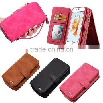 Leather Case Cover Zipper Wallet Card with mirror Multifunction For iPhone6/ 6P/6S Plus