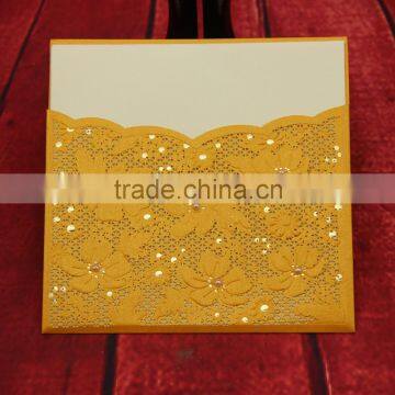 2016 Wholesale flowers Embossed Laser Cut Customize royal Wedding Invitation Cards