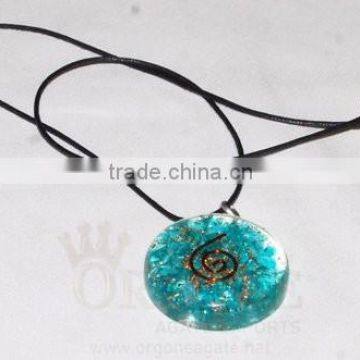 Blue Orgone Disc Pendant With Cord | Blue Orgonite Pendant | Orgonite Pendant | Orgone Pendant | Orgone Energy Pendant