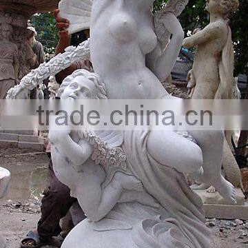 Garden Stone Angel Baby Statue Marble Stone Hand Sculpture Carving For Home, Church