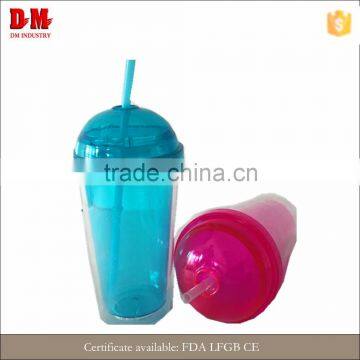 China round cap 16oz wholesale manufacturer recycling plastic tumbler with straw