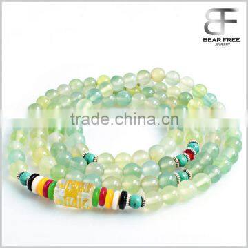 6mm 108 Tibetan Buddhist Natural Prehnite Color Agate Beads Prayer Mala Meditation Necklace Bracelet