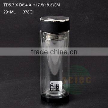 high quality double wall glass cup with lid