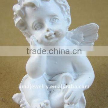 Small size white color resin angel,sleeping baby angel,white porcelain angel