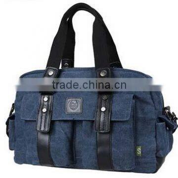 Men Denim canvas tote bag with Microfiber handles outside pockets