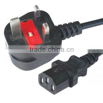 BS approval 13A fuse uk ac power cord with BS 1363 plug