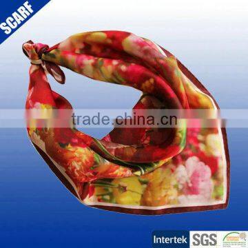 Multifunction printed silk foulard spring bandana for women