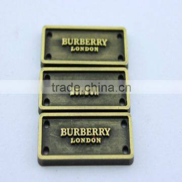 Fashion square shape nickle metal logo tags for hats