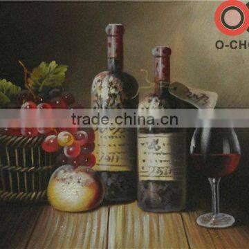 Handmade Vintage Wine Bottle Oil Painting on Canvas