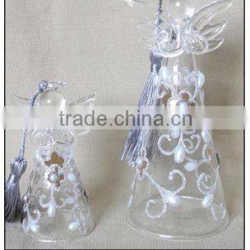 Chirstmas Hanging Glass Angel with Flower and Pearls