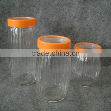 Clear glass jar with glass lid