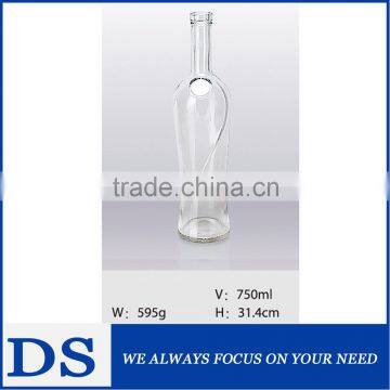 Hotsale 750ml unique shaped clear glass wine bottles