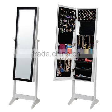 Cheap Standing Cheval Mirrored Wooden Jewelry Cabinet Armoire with Cosmetic Mirror for Jewellery Storage and Dressing and Makeup