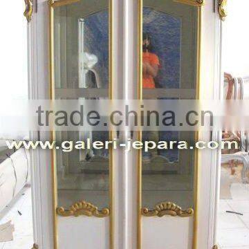 French Glass Armoire - Solid Wood Wardrobe Indonesia Furniture