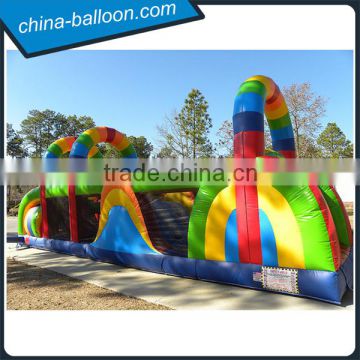 Inflatable rainbow slide bouncy / Colorful inflatable obstacle bouncer for kids