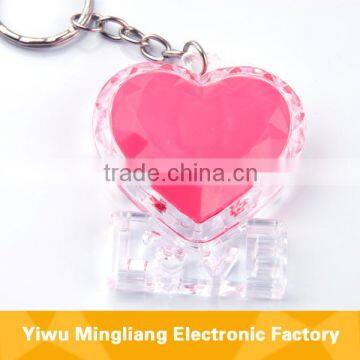 New PS sweet heart plastic led torch keyring