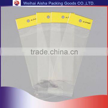 Header Card Transparent Pouch With Adhesive Strip / PP Clear Plastic Bags